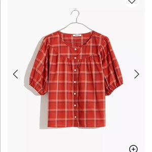 Madewell NEW Prose shirt top plaid Sz L